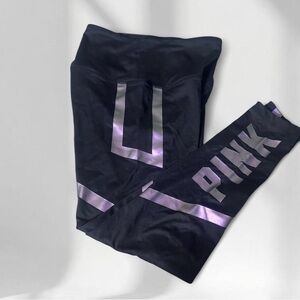 Victoria's Secret Black Leggings with Purple Accents